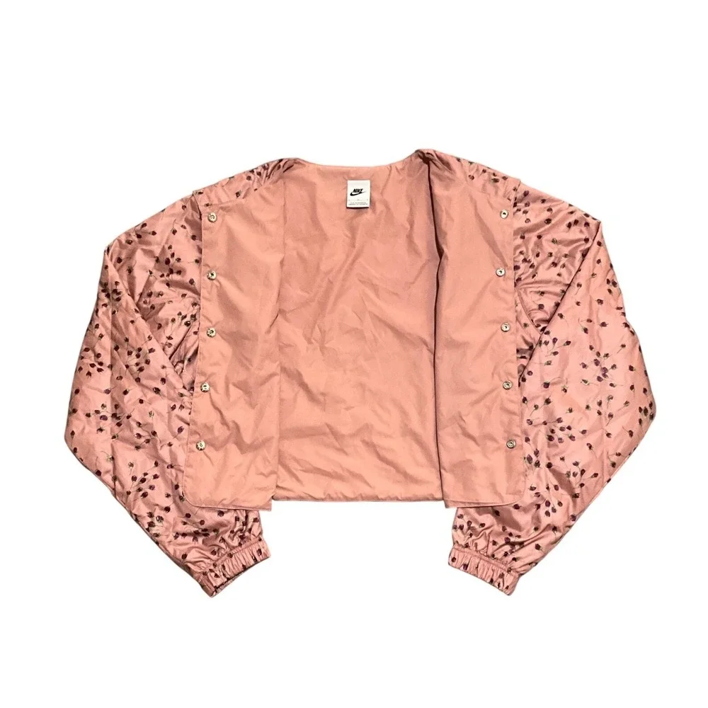 Nike Icon Clash‎ Cropped Floral Convertible Vest Jacket Quilted Snap Womens L